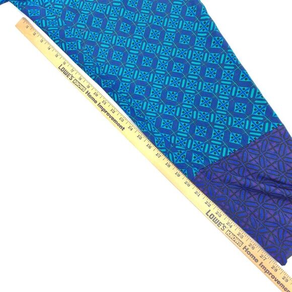 ST JOHN Ratan Print Stretch Silk Twill Pants Ankle Crop Azurite Boho Blue Large - Picture 3 of 7